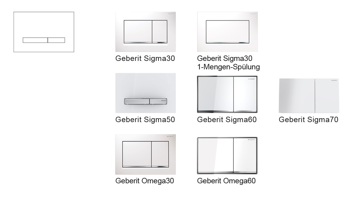 Betätigungsplatten-Serien Geberit Sigma und Omega gibt es in eckig-klaren Formen